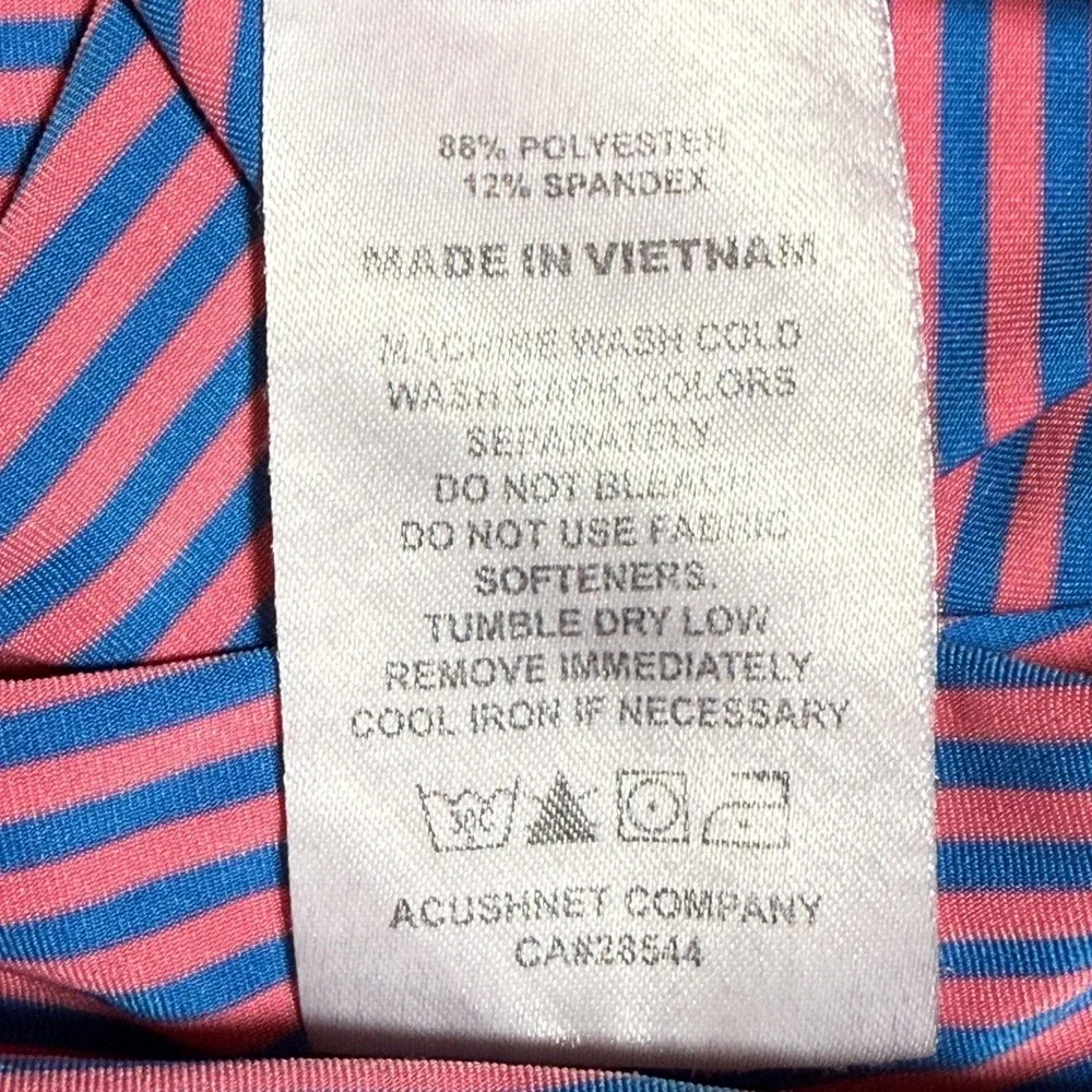 FootJoy‎ Mens Striped Polo Shirt Large Pink & Blue Golf FLAWS - Picture 11 of 13